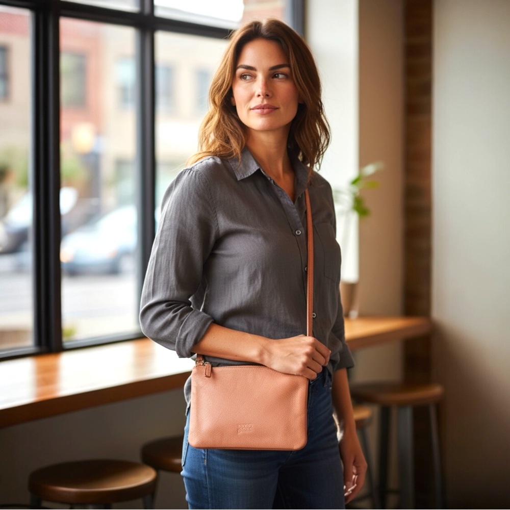 Frye Leather Rubie Double Crossbody Bag - Tan Butter soft